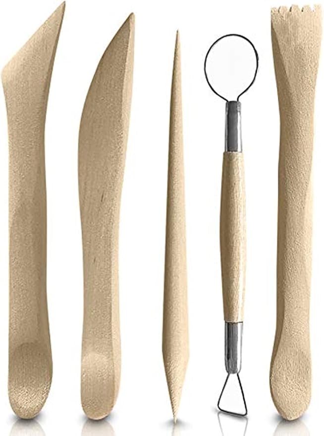 Zittop Polymer Clay Sculpting Tools Set - 5 Pcs Pottery Tool Kit - Ceramic Pottery & Clay Ribbon Wood Modeling Tools Kit (5 Pack)