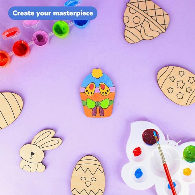 Shumee Paint Your Own Wooden Magnets -(Easter Magnets Themed) DIY Art & Craft for Kids- Age 6 Years+ | Organic 6 Non Toxic Paint | Ideal Gift for Kids | Valentine's Day Gift for Kids