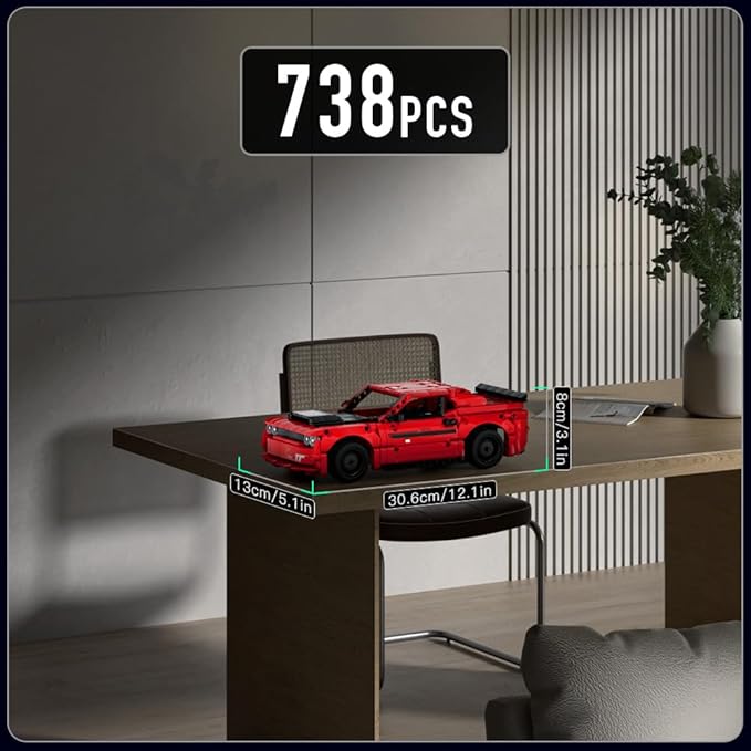 Mould King Challenger Pull Back Car Building Kits, Colletible 15080 Super Car Model, Scale Sports Cars Blocks, Speed Champions Cars Toys Sets for Adults and Boys Girls Kids Aged 8+ (738 Pieces) 