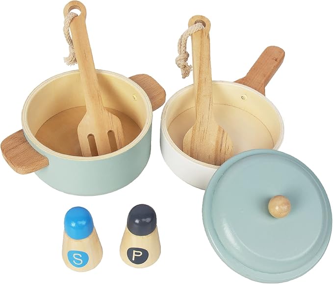 Premium Toddler Play Kitchen Toys, Wooden Kitchen Utensils, Accessories for Pretend Play Kitchen Set, Montessori Learning Toy, Pretend Cooking Playset, Gift for 3+