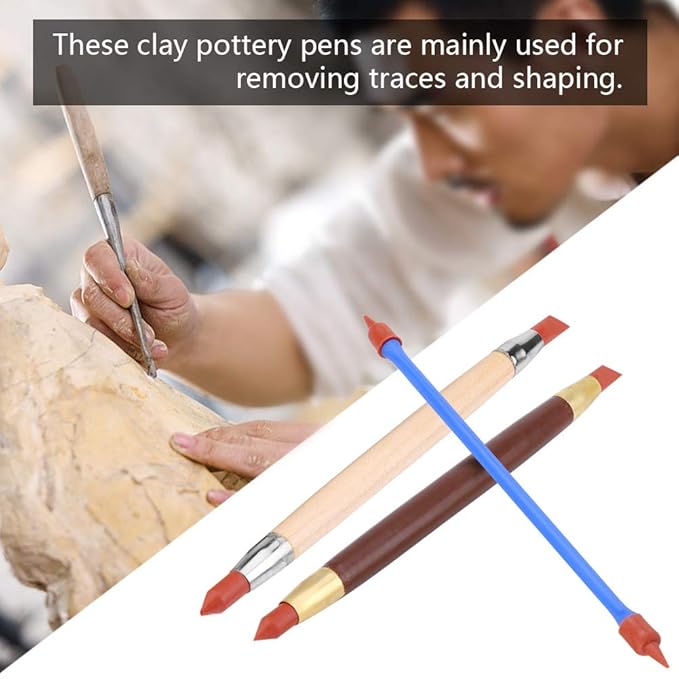 3 Pcs/set Clay Shaping Tools Silicon Polymer Head Pottery Clay Sculpting Modeling Pen Removing Traces DIY Tool