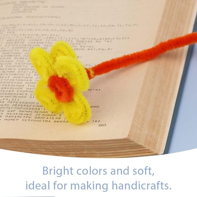 100 Pieces Pipe Cleaners Chenille Stem, Solid Color Pipe Cleaners Set for Pipe Cleaners DIY Arts Crafts Decorations, Chenille Stems Pipe Cleaners (Yellow)