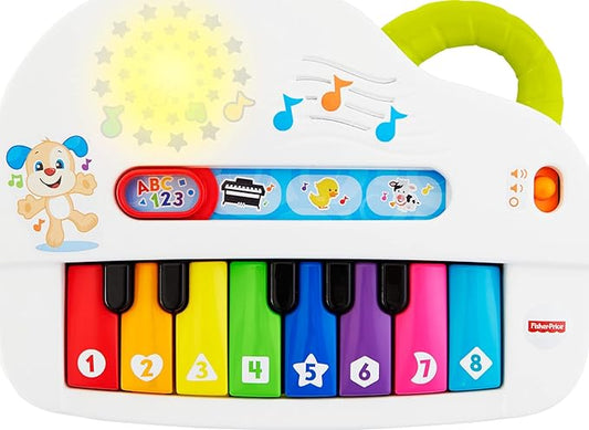Fisher-Price Baby Toy Laugh & Learn Silly Sounds Light-Up Piano Musical Instrument with Learning Songs for Infants Ages 6+ Months