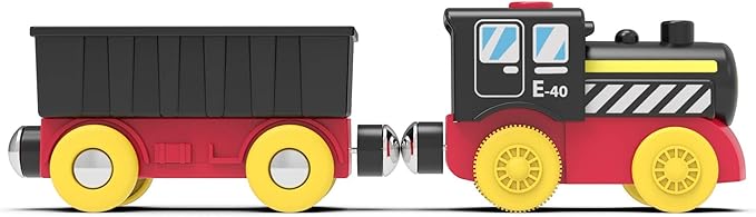 Battery Operated Locomotive Train, Magnetic Trains Toy for Wooden Tracks, Motorized Train Compatible with Thomas, Brio, Chuggington, Melissa & Doug