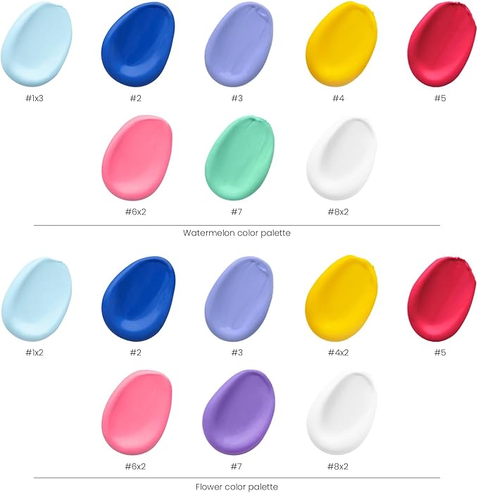 Arteza Kids Paint by Numbers Kit, 10 x 10 Inches, Decorative Pre-Printed Canvas Painting Kit with 2 Canvases, 24 Acrylic Paint Pots, 3 Paintbrushes