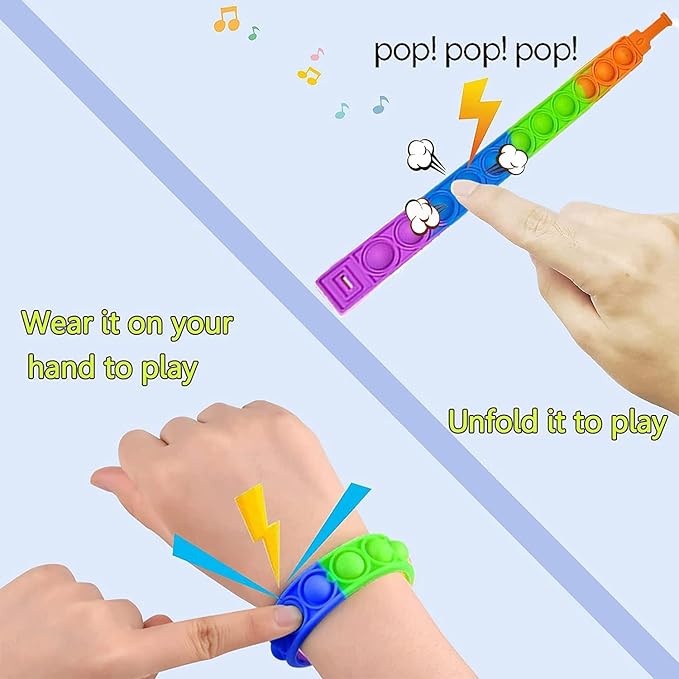 120 Pcs Random Pop Fidget Toy Fidget Bracelet, Sensory Toys,Mochi Squishies,Wearable Push Poping Bubble Sensory Toys Stress Relief Finger Press Silicone Wristband for Kids and AdultsADHDAutism Anxiety