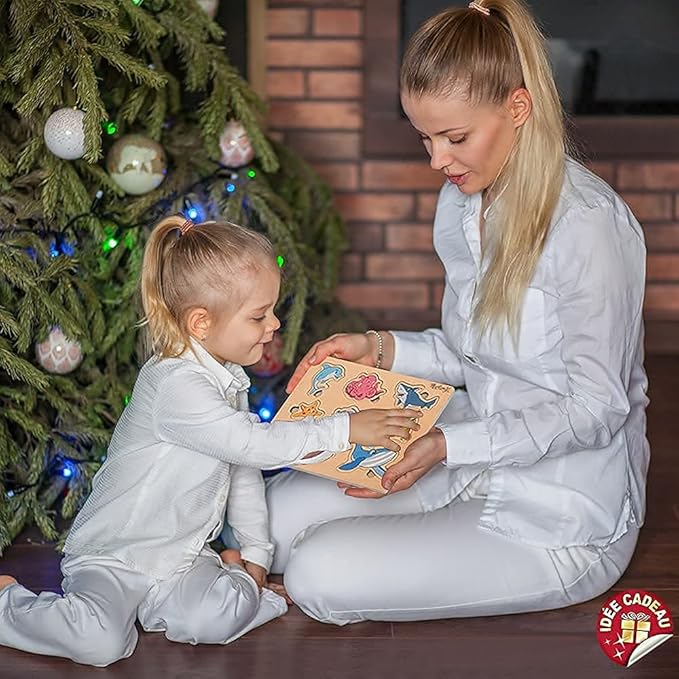 Wood Puzzles for Toddlers 1-3. Wooden Toys for 1 2 3 Year Old of sea Animal Puzzles for Kids. Ideal Montessori Puzzle Gift. Baby Puzzles for Travel. Improved Peg Puzzles for 1 2 3 Year Old.
