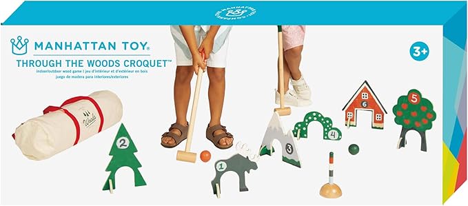 Manhattan Toy Through The Woods Two-Player 11-Piece Croquet Set for Kids with Travel Storage Bag