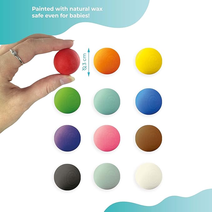 Ulanik Small Wooden Balls for Sorters Toddler Montessori Toys for 1 Year Old + Kids Preschool Wooden Matching Games for Learning Color Sorting and Counting