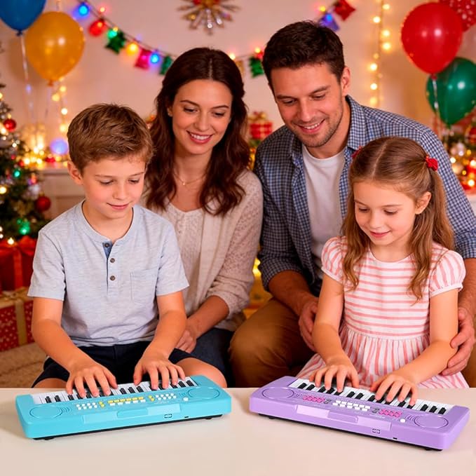 Keyboard Piano for Kids, BIGFUN 37 Keys Toddler Piano Multifunction Music Educational Instrument Toy, Electronic Kids Keyboard Set for 3-7 Year Old Girls and Boys (2PCS, Purple + Blue)