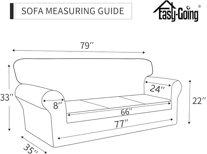 Easy-Going Sofa Slipcover Waterproof Couch Cover for 3 Cushion Couch Sofa Cover Furniture Protector Cover Pets Covers Washable Non-Slip Fabric Pets Kids Children Dog Cat (Sofa, Black)