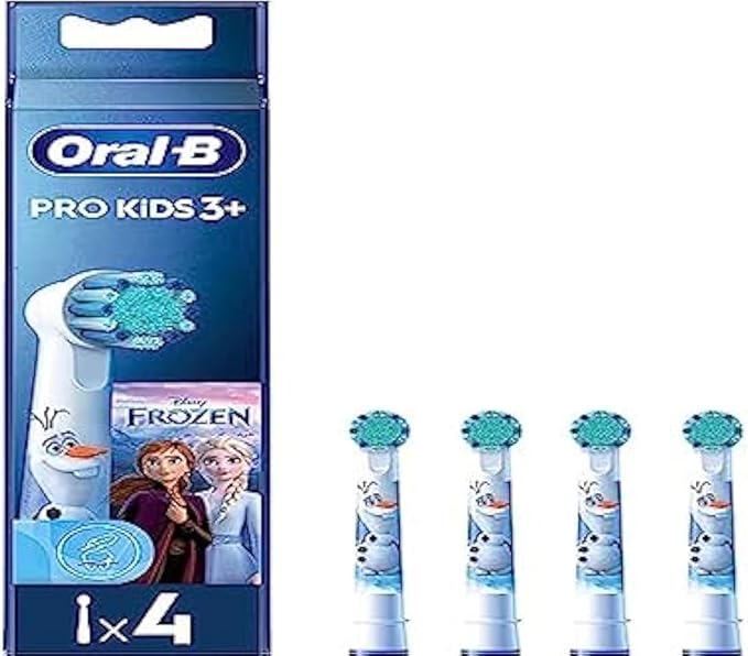 Oral-B Pro Kids Electric Toothbrush Head, with Disney Frozen Characters, Extra Soft Bristles, for Ages 3+, Pack of 4 Toothbrush Heads, White