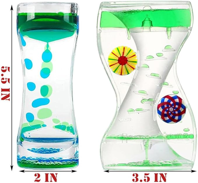 Oneshow Liquid Motion Bubbler Timer 2 Pack Bubble Timers Hourglass Liquid Bubbler Oil and Water Sensory Toys Activity Fidget Toy Calm Relaxing Desk Toys