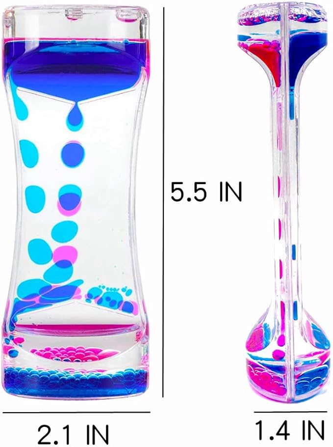 Oneshow 8 Pack Liquid Motion Bubbler Oil Hourglass Water Bubbler Timer for Kids and Teenager Sensory Toys Fidget Toy Activity Calm Stress Relief Desk Decor Adults