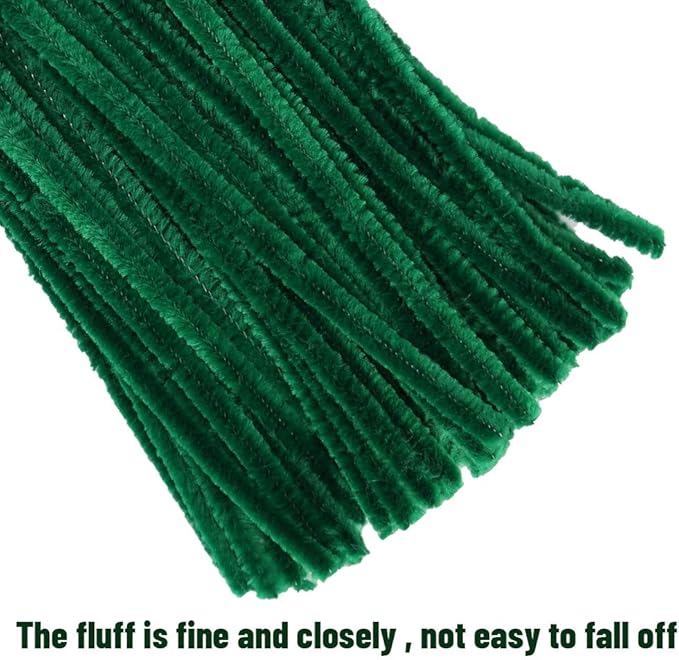 100 Pieces Pipe Cleaners Chenille Stem, Solid Color Pipe Cleaners Set for Pipe Cleaners DIY Arts Crafts Decorations, Chenille Stems Pipe Cleaners (Green)