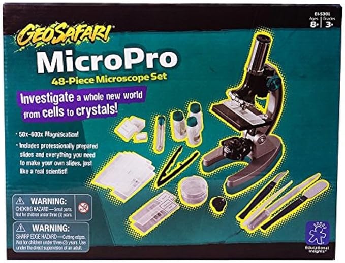 Educational Insights GeoSafari MicroPro 95-Piece Microscope Set, Prepared Slides, Instruction and Activity Guide, Ages 8 and up