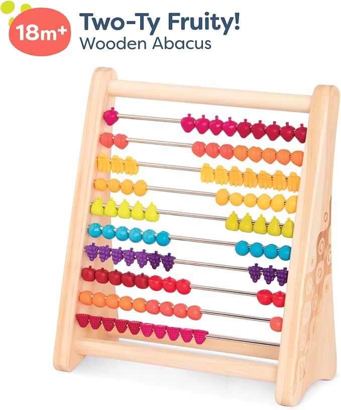 B. toys- Two-Ty Fruity!- Wooden Abacus for Kids- Developmental Learning Toy- Classic Math Toy with 100 Beads – Educational Toy for Addition and Subtraction – Numbers & Counting – 18 Months +