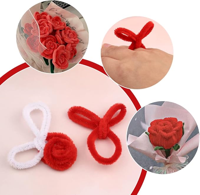 100Pcs Pipe Cleaners, Pipe Cleaners Craft, Creative Craft Pipe Cleaners for Festivals Flower Making, Chenille Stems Crafting Pipe Cleaners, Craft Supplies for Home Decorations/Red