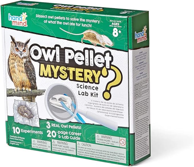 hand2mind Animal Science Kit for Kids 8-12, Kids Science Kit with Fact-Filled Guide, Learn About Animal Biology and Dissect Owl Pellets, STEM Toys, 10 Science Experiments