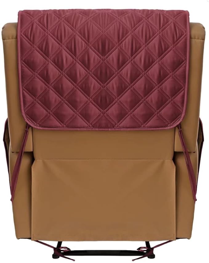 TOMORO Non-Slip Quilted Recliner Cover, 100% Waterproof Recliner Chair Slipcover Furniture Protector with Pockets, Washable Couch Cover with Elastic Straps for Kids and Pets,23 Inch