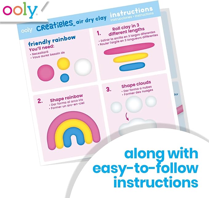 Ooly Creatibles, 16 Colors Air Dry Clay Expansion Set for Kids Crafts, Modeling Clay in 16 Colors, 4 Tubs, Airdry DIY Art Expansion Set for Kids Ages 6 and Up