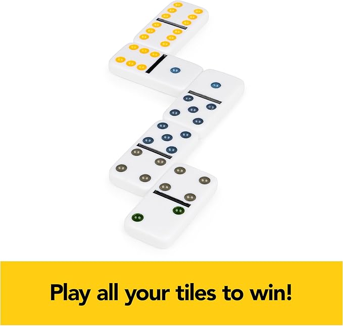 Spin Master Games, Mexican Train Dominoes Set in Aluminum Carry Case, Includes Colorful Trains for Fun-Filled Family Game Night, for Kids & Family, 2-8 Players, for Ages 8 & Up