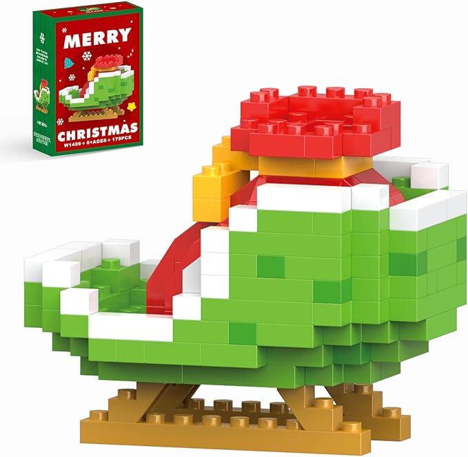 Christmas Sledges Building Blocks Set Compatible with Lego Advent Calendar 2024 Stacking New Toys Holiday Present Box New Year Xmas Gifts for Kids for Boys & Girls and Adults