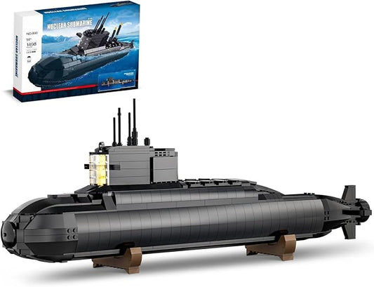 Strategic Nuclear Submarine Toy Building Blocks Set for Adult Kids, WW2 Historical Military Battleship Model Kit with Light, Home Office Decor Collection, Gift for Men Boys Teens 10 12 14 16+ (1498cs)