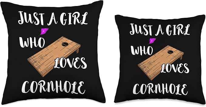 Just A Girl Who Loves Cornhole Board Game Tossing Bag Team Throw Pillow, 16x16, Multicolor
