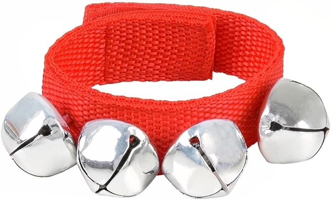 Rhode Island Novelty Jingle Bell Band Bracelets, 9-Inch, Pack of 2, Red and Green