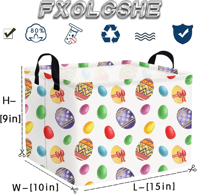 FXOLCSHE Rectangular Easter basket,Laundry Hamper,Kids Toy Storage Basket for baby Bedroom,Kids Storage Bin,Toy Gift Organizerm,Easter Home Decor(Flower egg)