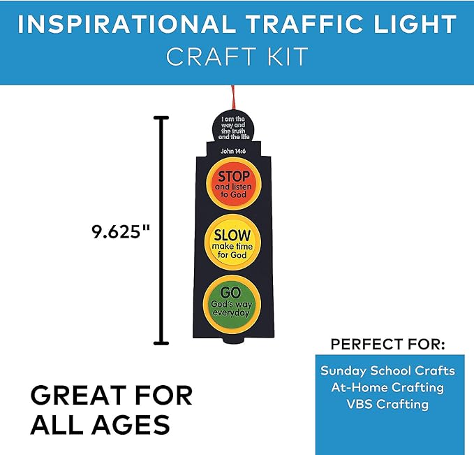 Inspirational Traffic Light Craft Kit - Makes 12 - Features Bible Scripture John 14:6. - Crafts for Kids and Fun Home Activities