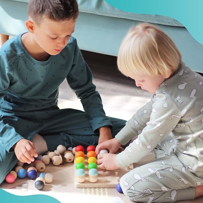 Ulanik Mushroom Glade Toddler Montessori Toys for 3 Year Old + Kids Wooden Mushrooms Game for Learning Color Sorting and Counting Preschool Education — 25 pcs