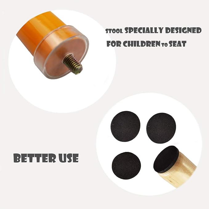 RUYU 9 Inch Kids Solid Hard Wood Fruit Chair, Crafted Hand-Painted Wood with Assembled Four-Legged Sitting Stool, Bedroom, Playroom, Orange Furniture Stool for Toddler, Children, Boys, Girls(Orange)