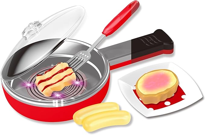Electric Frying Pan Cooking Pot Play Set | Light, Realistic Sound Effects & Magic Color Changing Food | Ultimate Pretend Play Kitchen Toy