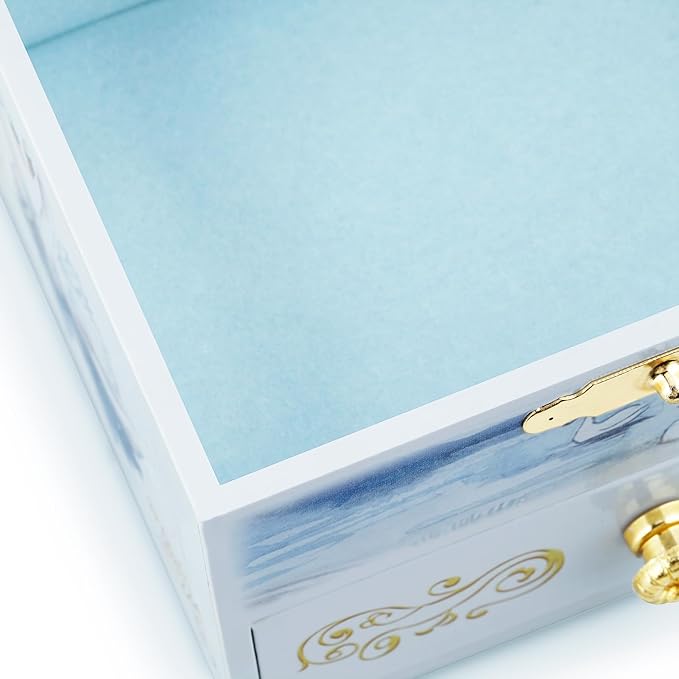 RR ROUND RICH DESIGN Kids Musical Jewelry Box with Drawer and Pretty Jewelry Set with Elegant Ballet Girl Theme - Swan Lake Tune White