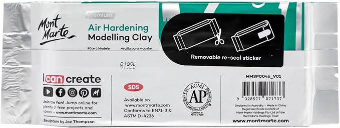 Mont Marte Air Hardening Modelling Clay 1.1lb (500g) in Granite, Stone Colored Clay for Sculpting, Subtle Shimmer Effect, Ideal for Professional Modelling and Crafts