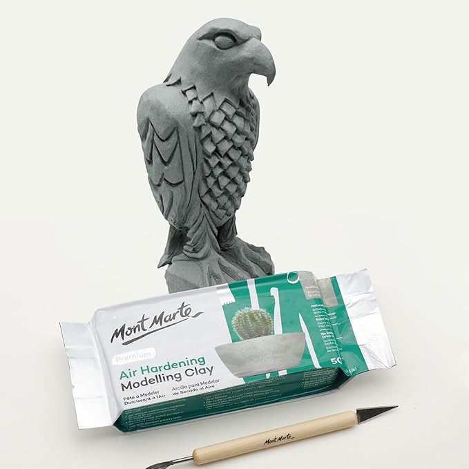 Mont Marte Air Hardening Modelling Clay 1.1lb (500g) in Granite, Stone Colored Clay for Sculpting, Subtle Shimmer Effect, Ideal for Professional Modelling and Crafts