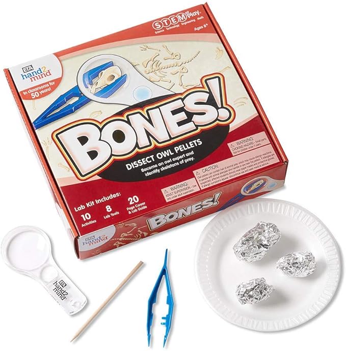hand2mind Animal Science Kit for Kids 8-12, Kids Science Kit with Fact-Filled Guide, Learn About Animal Biology and Dissect Owl Pellets, STEM Toys, 10 Science Experiments
