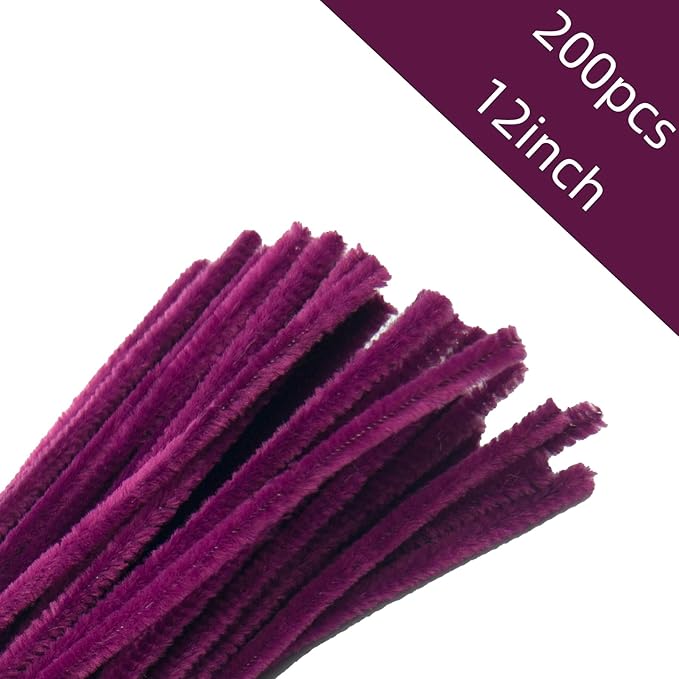 200 Pcs Pipe Cleaners, 12 Inch Long Pipe Cleaners Craft Supplies, Colorful Pipe Cleaners Pastel for Halloween Decoration, Christmas Day and Valentine’S Day DIY Art Creative Crafts (Dark Red)