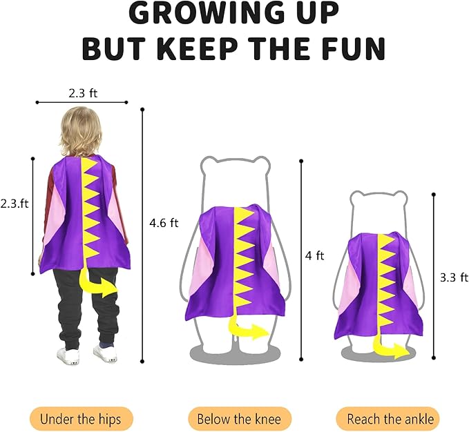 iROLEWIN Dinosaur-Costume for Kids Dragon Cape Mask as Boys Girls Dino Dress-Up Clothes for Play Toys Birthday Party Gifts