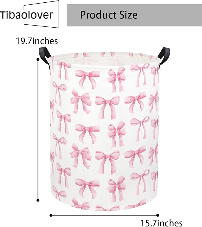 Baby Laundry Basket Kids Hamper Toy Storage Bin for Boys Room Decor Baby Nursery Hamper Gift Baskets for Bedroom Bathroom(Bowknot)