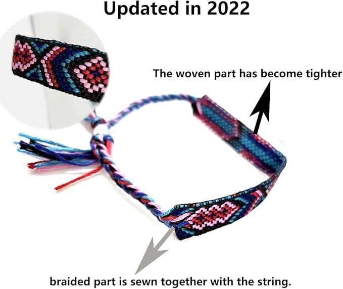 Woven Friendship Bracelets, Braided Bracelets String, Adjustable Nepal Bracelet,Mexico Wave Anklet for Best Friends Kids Women Girls Kids Men, Assorted Colorful(12PCS)