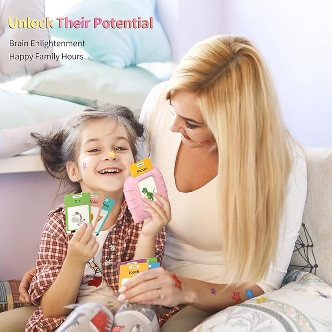580 Pre-K Sight Words Talking Flash Cards with Dolch Words,Letters/Number(0-100), Etc, Speech Therapy, Autism Sensory Toys, Educational Learning Gifts for 3 4 5 6 Year Old Girls, Pink