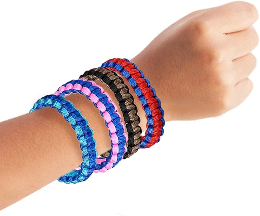 ArtCreativity Paracord Buckle Bracelets - Pack of 12 - Two Tone Color Scheme - 9 Inch Cobra Bracelets - Fashionable Party Favor and Carnival Prize