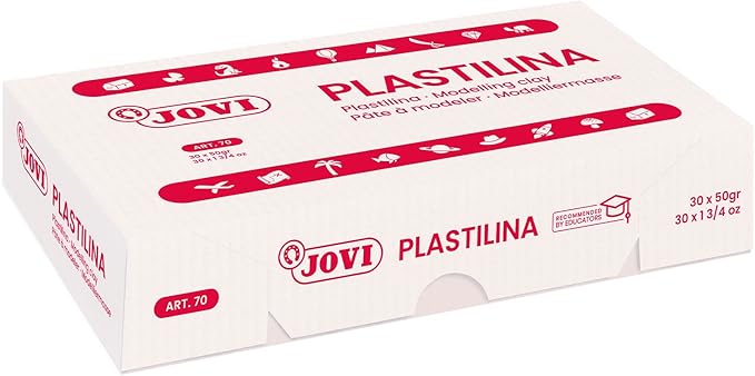 Jovi - Reusable Non-Drying Modeling Clay, 30 White Plasticine Bars, 1.75 oz Each, Perfect for Arts & Crafts Projects
