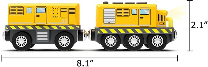 Battery Train Set for Wooden Tracks, Motorized Locomotive Train Toy for Kids, Electric Trains Accessories with Magnetic Trains Compatible with Thomas, Brio, Chuggington, Melissa & Doug