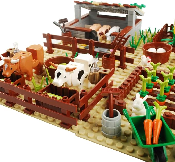 Farm Field Set Building Blocks Plant Animal Crops Building Bricks Kit DIY Building Set Compatible All Major Brands (Animal)