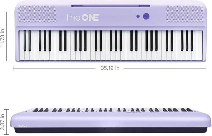 The ONE Smart Keyboard COLOR 61 Lighted Keys Piano Keyboard, Electric Piano for Beginners with 256 Tones, 64 Polyphony, Built-in LED Lights & Apps, Supports USB MIDI/Headphones (Purple)