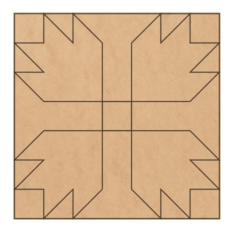 Unfinished Barn Quilt Square Wooden Sign, Country Decor Canvas Quilts Blocks (15 inches, Bear Paw)